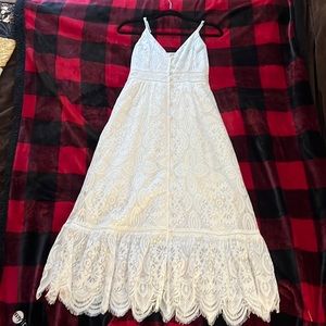 White tea-length altr’d state dress